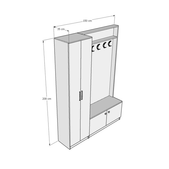 Wardrobe & Coat Rack Asra V7 Wardrobe & Coat Rack Asra V7