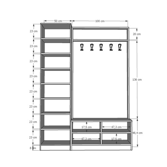 Wardrobe & Coat Rack Asra V7 Wardrobe & Coat Rack Asra V7