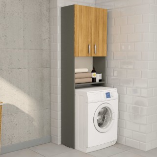 Bathroom Cabinet Dark Gray & Teak