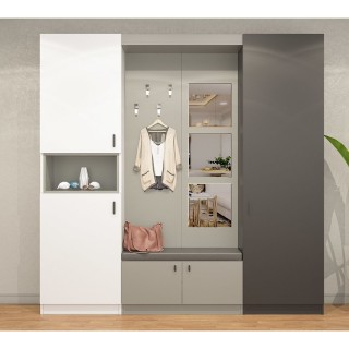 Wardrobe Dark Grey & White & Mist Grey