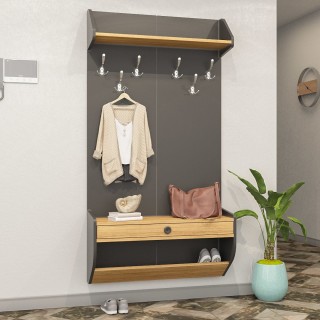 Wardrobe Dark Grey & Teak