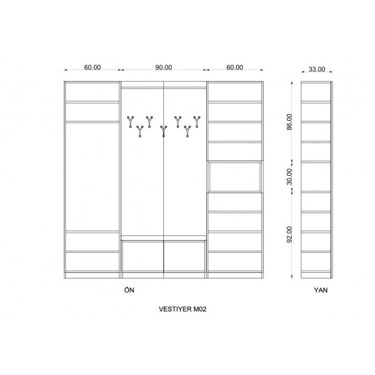 Wardrobe Mist Grey & Teak Wardrobe Mist Grey & Teak