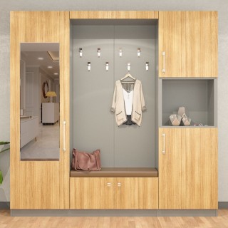 Wardrobe Mist Grey & Teak